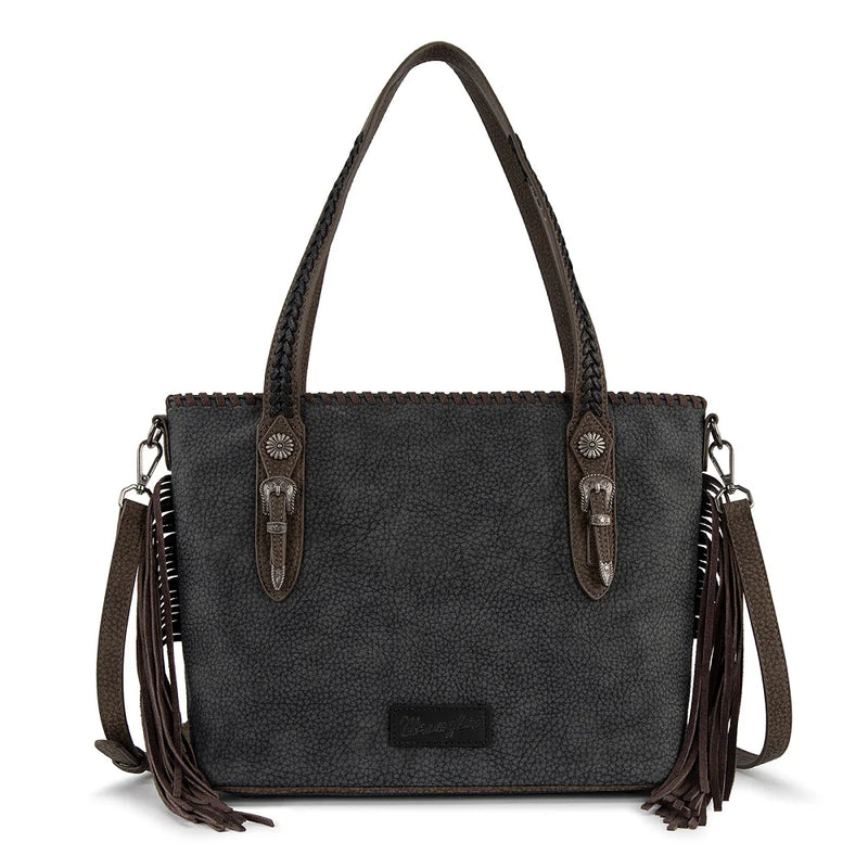 Load image into Gallery viewer, WG454-2002BK - Wrangler Braided Tassel Tote Bag - Black
