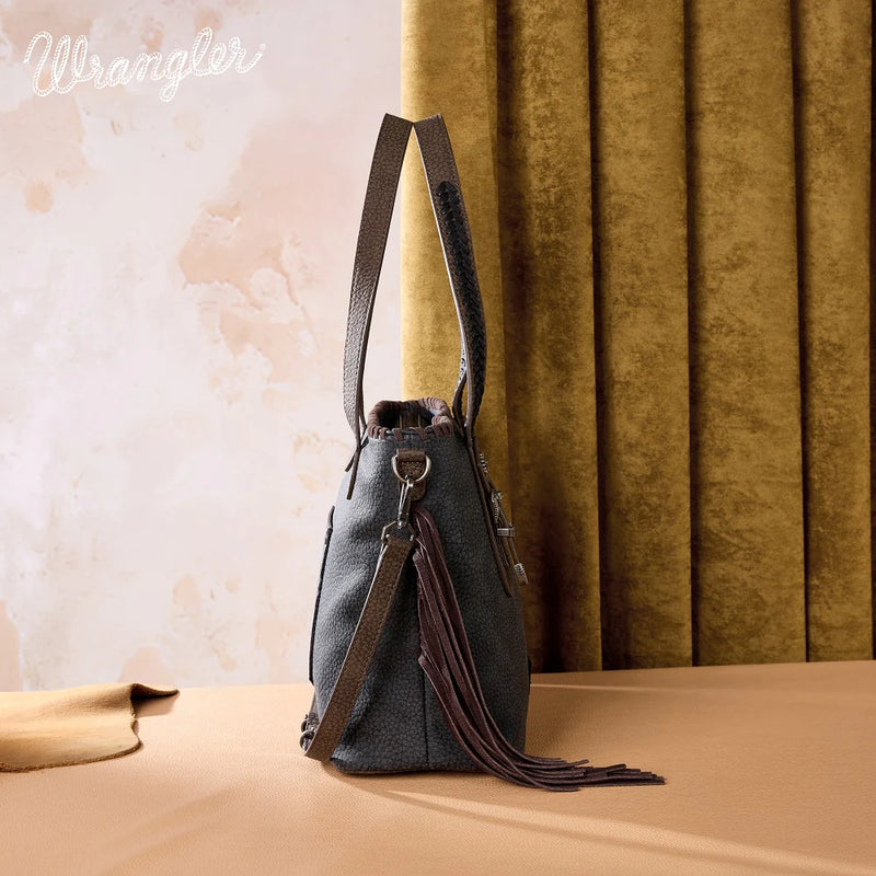 Load image into Gallery viewer, WG454-2002BK - Wrangler Braided Tassel Tote Bag - Black
