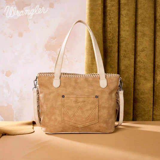WG454-2002BR - Wrangler Braided Tassel Tote Bag - Brown