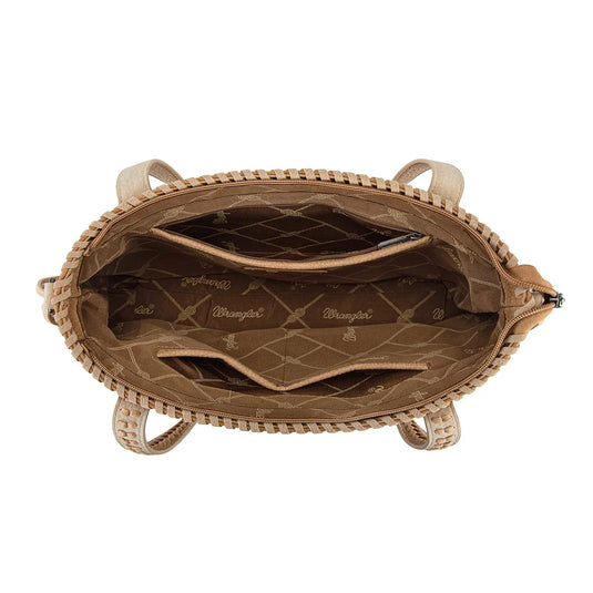 WG454-2002BR - Wrangler Braided Tassel Tote Bag - Brown