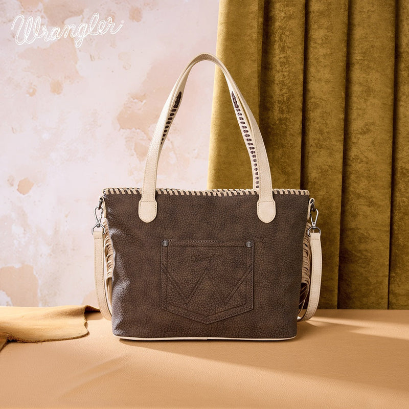 Load image into Gallery viewer, WG454-2002CF - Wrangler Braided Tassel Tote Bag - Coffee
