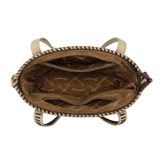 WG454-2002CF - Wrangler Braided Tassel Tote Bag - Coffee