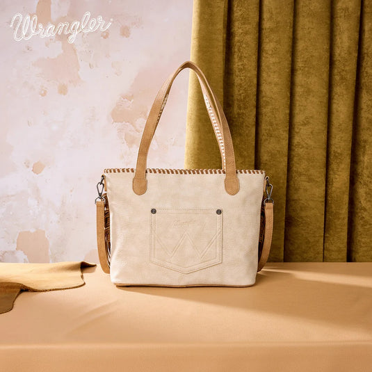 WG454-2002TN - Wrangler Braided Tassel Tote Bag - Tan