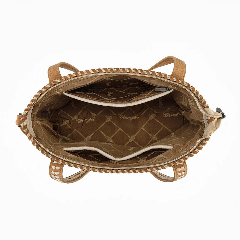 Load image into Gallery viewer, WG454-2002TN - Wrangler Braided Tassel Tote Bag - Tan
