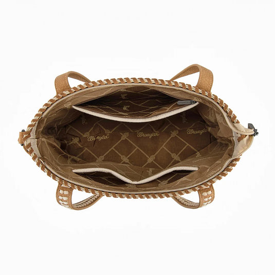 WG454-2002TN - Wrangler Braided Tassel Tote Bag - Tan
