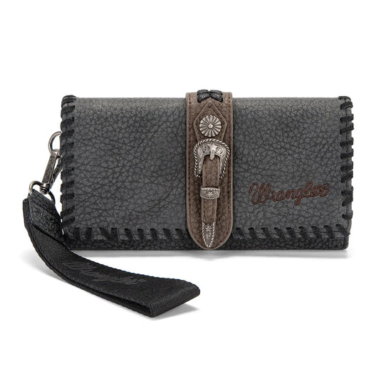 WG454-W018BK - Wrangler Western Buckle RFID Wallet - Black