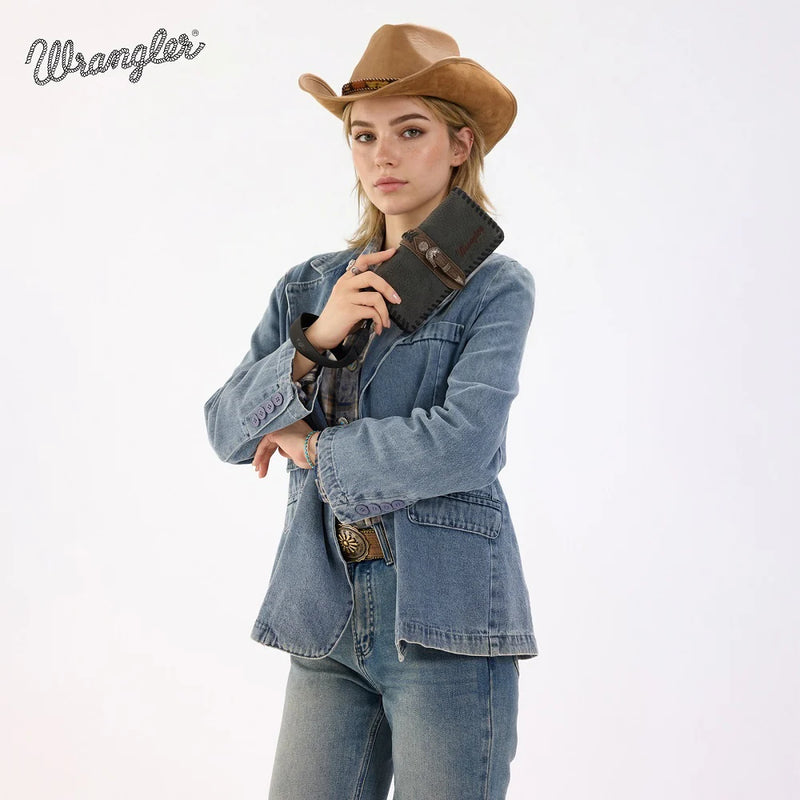 Load image into Gallery viewer, WG454-W018BK - Wrangler Western Buckle RFID Wallet - Black
