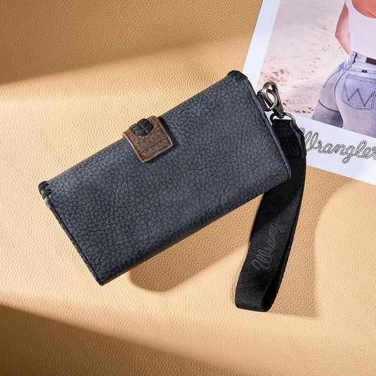 WG454-W018BK - Wrangler Western Buckle RFID Wallet - Black
