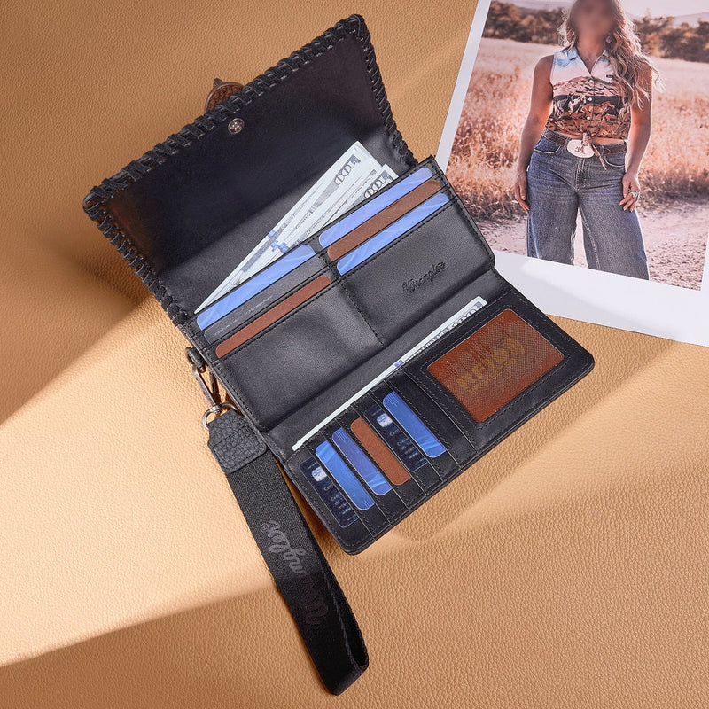 Load image into Gallery viewer, WG454-W018BK - Wrangler Western Buckle RFID Wallet - Black
