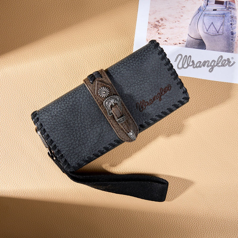 Load image into Gallery viewer, WG454-W018BK - Wrangler Western Buckle RFID Wallet - Black
