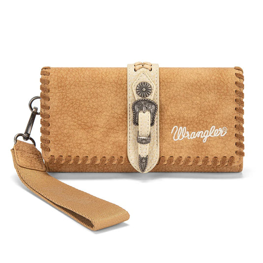 WG454-W018BR - Wrangler Western Buckle RFID Wallet - Brown