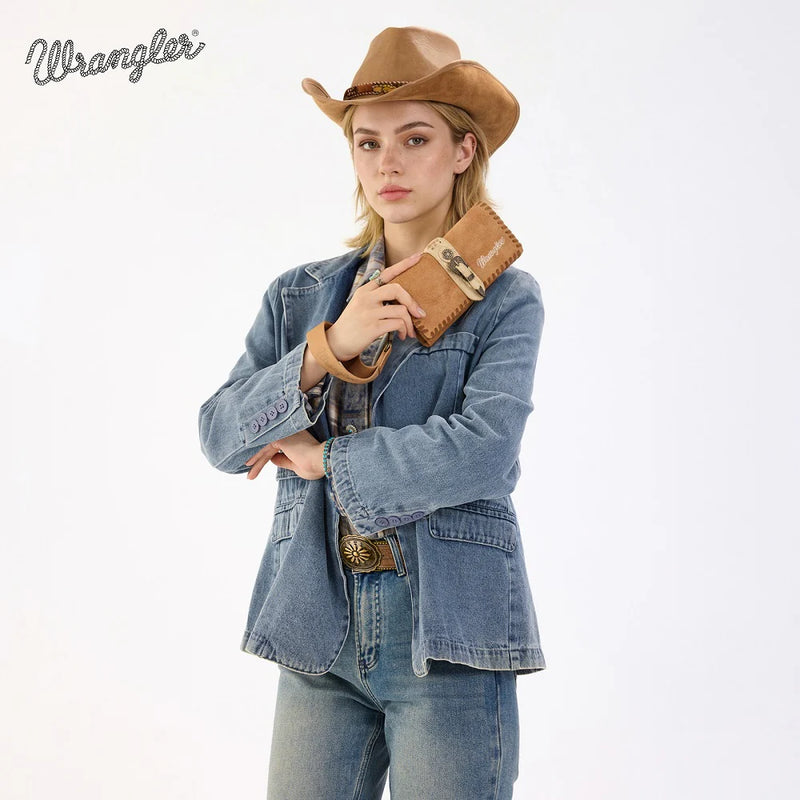 Load image into Gallery viewer, WG454-W018BR - Wrangler Western Buckle RFID Wallet - Brown
