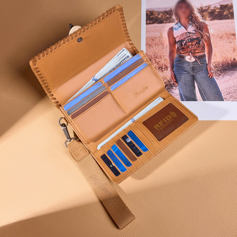 Load image into Gallery viewer, WG454-W018BR - Wrangler Western Buckle RFID Wallet - Brown
