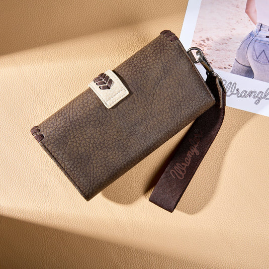 WG454-W018CF - Wrangler Western Buckle RFID Wallet - Coffee