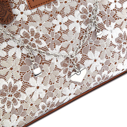 WG-HB-455-8130-BR - Wrangler Western Chic Lace Satchel/Crossbody Bag - Brown