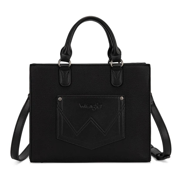 Load image into Gallery viewer, WG456-8120BK - Wrangler Western Contrast Stitch Chevron Tote Bag - Black

