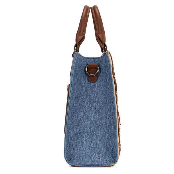 Load image into Gallery viewer, WG456-8120JN - Wrangler Western Contrast Stitch Chevron Tote Bag - Jean
