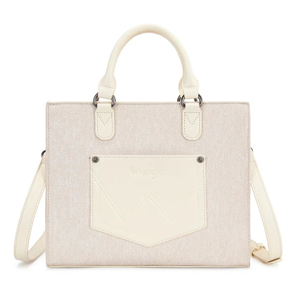 Load image into Gallery viewer, WG456-8120TN - Wrangler Western Contrast Stitch Chevron Tote Bag - Tan
