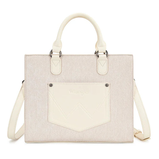 WG456-8120TN - Wrangler Western Contrast Stitch Chevron Tote Bag - Tan