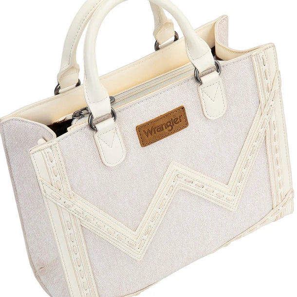 Load image into Gallery viewer, WG456-8120TN - Wrangler Western Contrast Stitch Chevron Tote Bag - Tan
