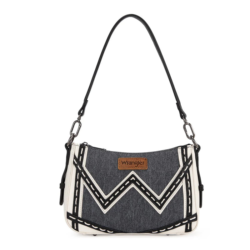 Load image into Gallery viewer, WG456-8185DJN - Wrangler Western Chevron Contrast Stitch Satchel Bag - Dark Jean
