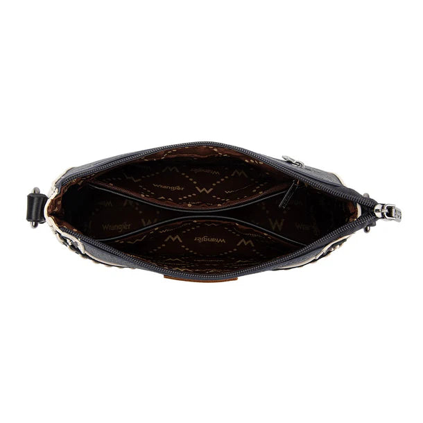 Load image into Gallery viewer, WG456-8185DJN - Wrangler Western Chevron Contrast Stitch Satchel Bag - Dark Jean
