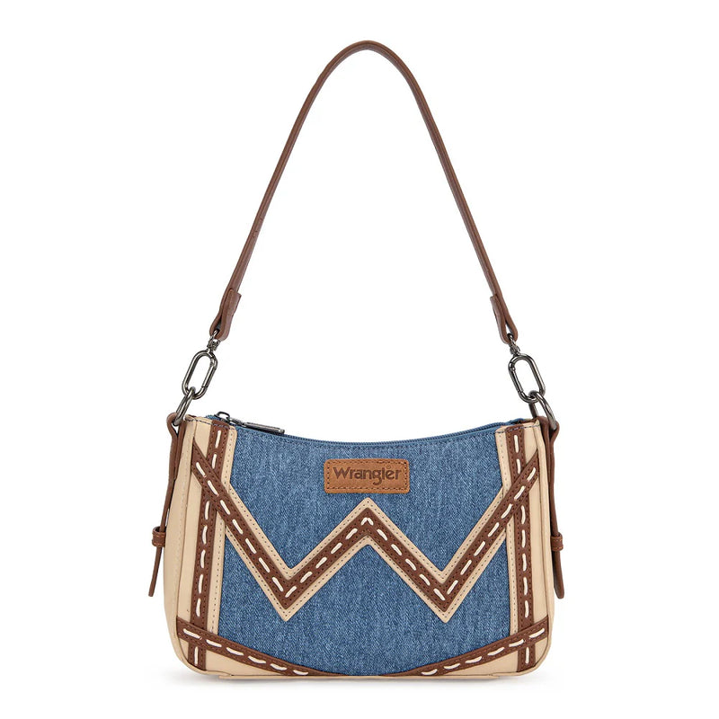 Load image into Gallery viewer, WG456-8185JN - Wrangler Western Chevron Contrast Stitch Satchel Bag - Jean
