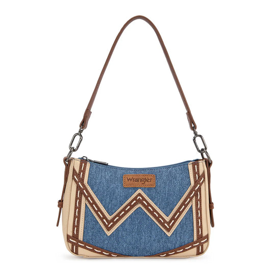 WG456-8185JN - Wrangler Western Chevron Contrast Stitch Satchel Bag - Jean