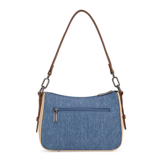 WG456-8185JN - Wrangler Western Chevron Contrast Stitch Satchel Bag - Jean