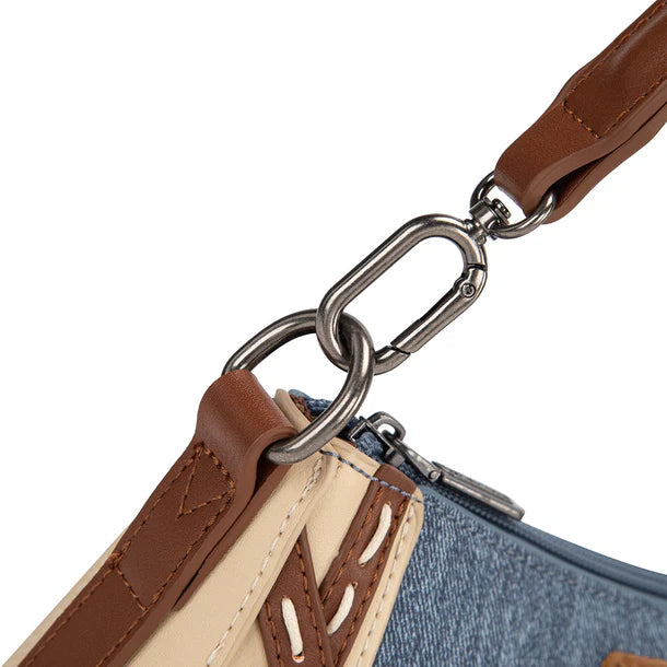 Load image into Gallery viewer, WG456-8185JN - Wrangler Western Chevron Contrast Stitch Satchel Bag - Jean
