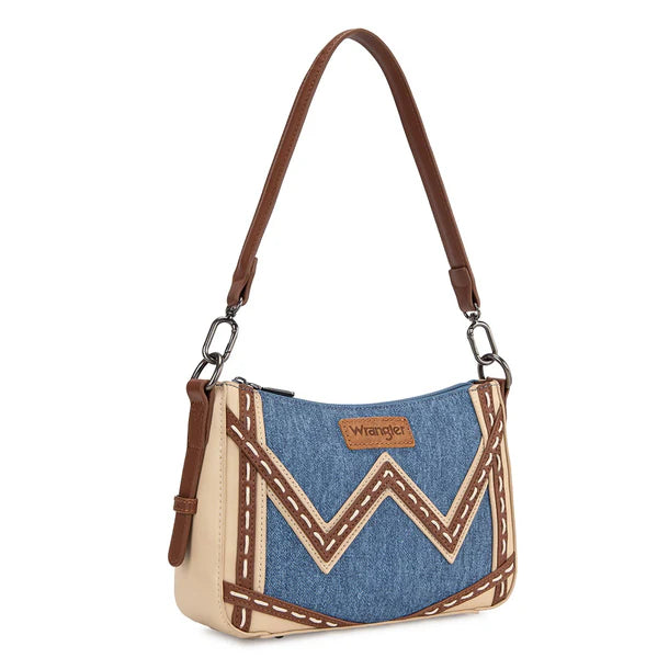 Load image into Gallery viewer, WG456-8185JN - Wrangler Western Chevron Contrast Stitch Satchel Bag - Jean
