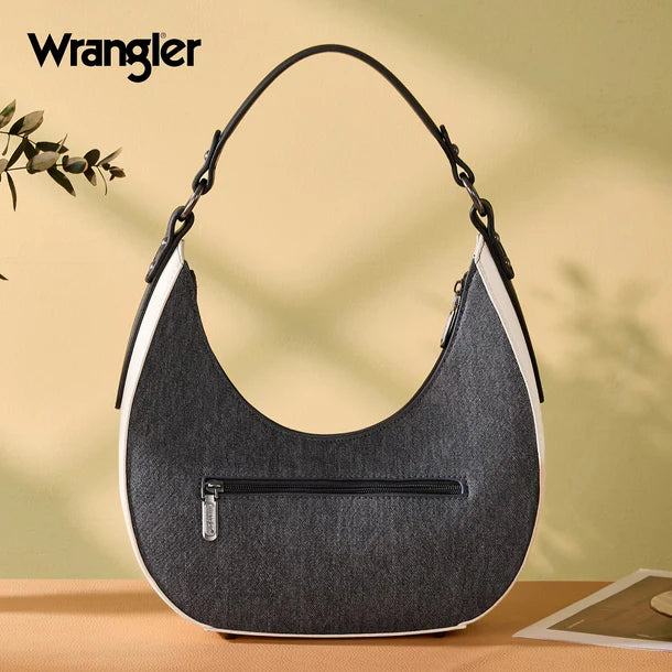 Load image into Gallery viewer, WG456-818DJN - Wrangler Western Contrast Stitch Chevron Hobo Shoulder Bag - Dark Jean
