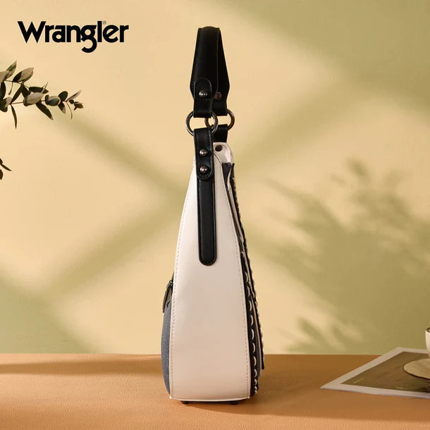 Load image into Gallery viewer, WG456-818DJN - Wrangler Western Contrast Stitch Chevron Hobo Shoulder Bag - Dark Jean
