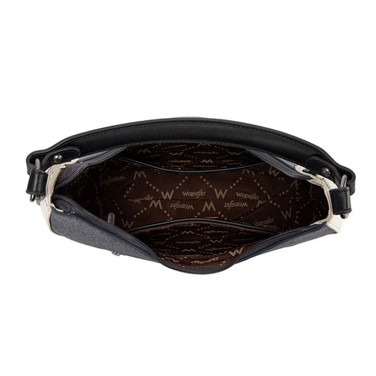 WG456-818DJN - Wrangler Western Contrast Stitch Chevron Hobo Shoulder Bag - Dark Jean