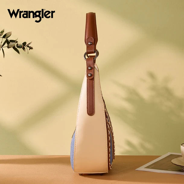 Load image into Gallery viewer, WG456-818JN - Wrangler Western Contrast Stitch Chevron Hobo Shoulder Bag - Jean
