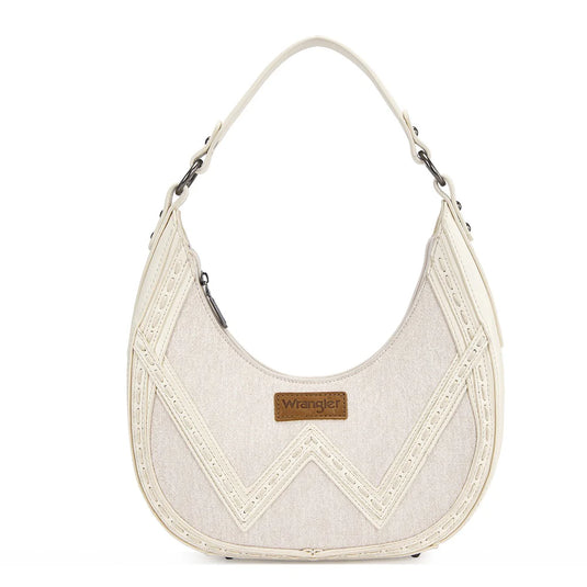 WG456-818TN - Wrangler Western Contrast Stitch Chevron Hobo Shoulder Bag - Tan