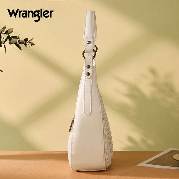 Load image into Gallery viewer, WG456-818TN - Wrangler Western Contrast Stitch Chevron Hobo Shoulder Bag - Tan
