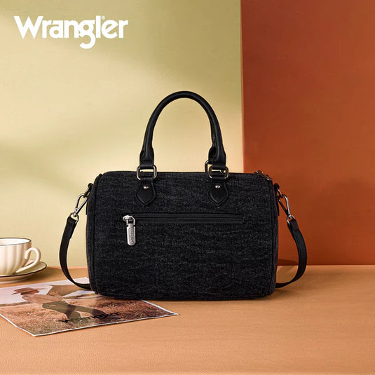 WG458-51102BK - Wrangler Black Western Rhinestone Denim Boston Bag/Crossbody