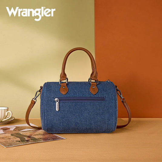 WG458-51102DJN - Wrangler Dark Jean Western Rhinestone Denim Boston Bag/Crossbody