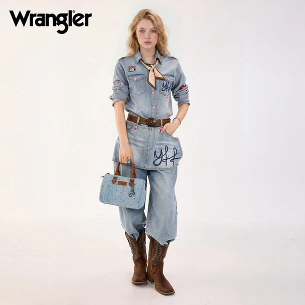 Load image into Gallery viewer, WG458-51102JN - Wrangler Jean Western Rhinestone Denim Boston Bag/Crossbody
