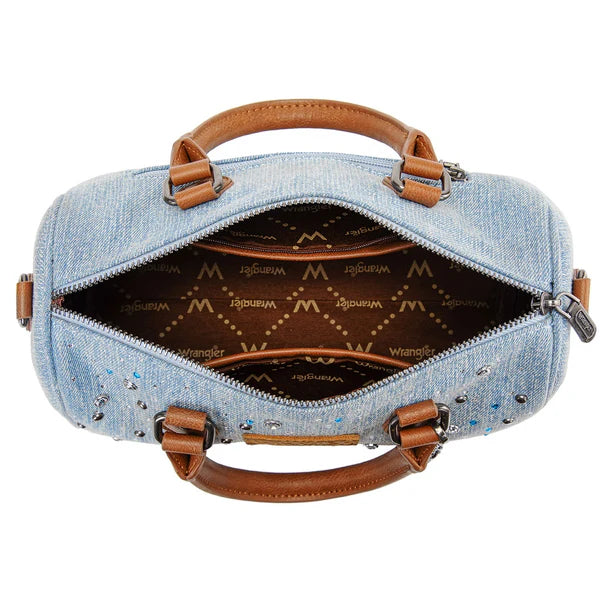 Load image into Gallery viewer, WG458-51102JN - Wrangler Jean Western Rhinestone Denim Boston Bag/Crossbody
