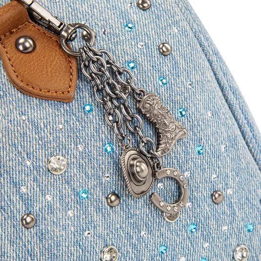 WG458-51102JN - Wrangler Jean Western Rhinestone Denim Boston Bag/Crossbody