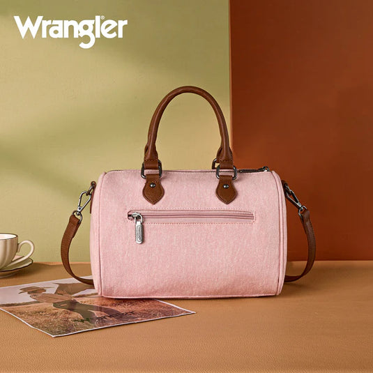 WG458-51102PK - Wrangler Pink Western Rhinestone Denim Boston Bag/Crossbody