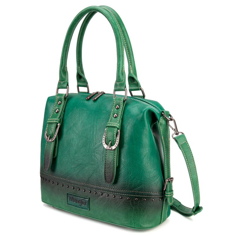 Load image into Gallery viewer, WG48-S5110ADGN - Wrangler Buckle Classic Barrel Satchel -Dark Green
