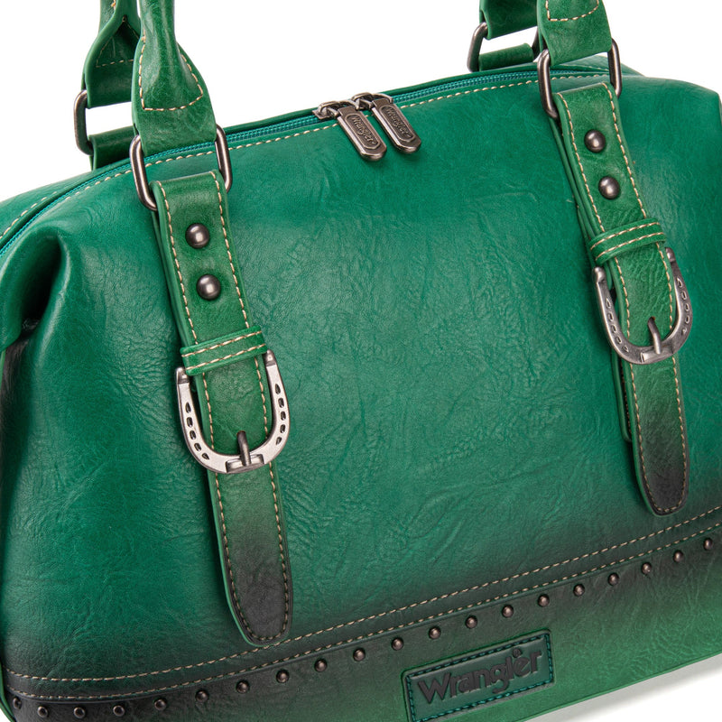 Load image into Gallery viewer, WG48-S5110ADGN - Wrangler Buckle Classic Barrel Satchel -Dark Green
