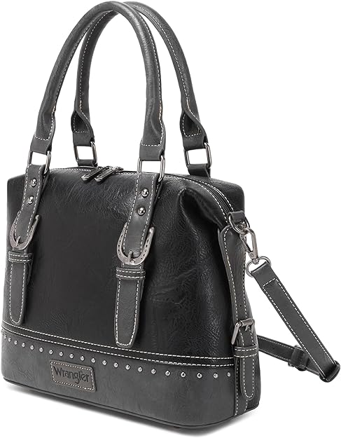 WG48-S5110BK - Wrangler Buckle Classic Barrel Satchel Black