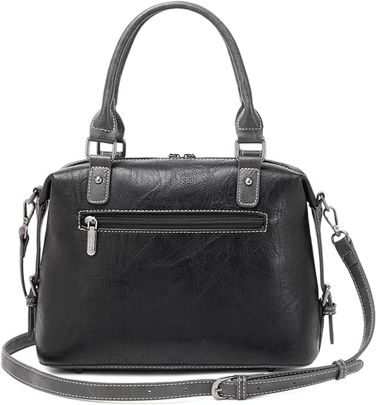 WG48-S5110BK - Wrangler Buckle Classic Barrel Satchel Black