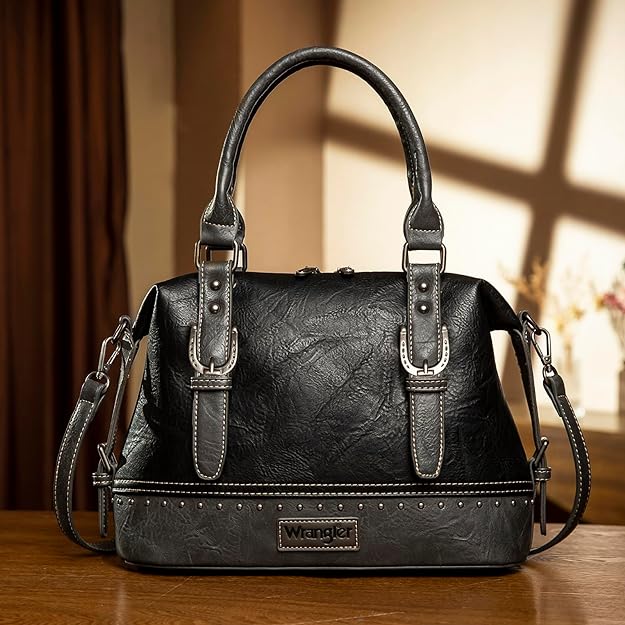 Load image into Gallery viewer, WG48-S5110BK - Wrangler Buckle Classic Barrel Satchel Black
