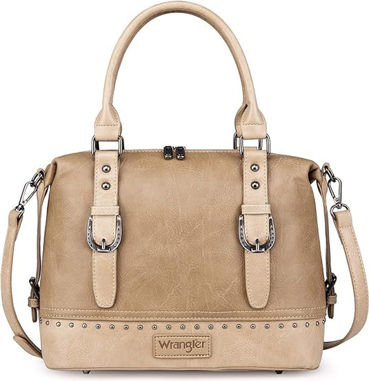 WG48-S5110KH - Wrangler Buckle Classic Barrel Satchel Khaki