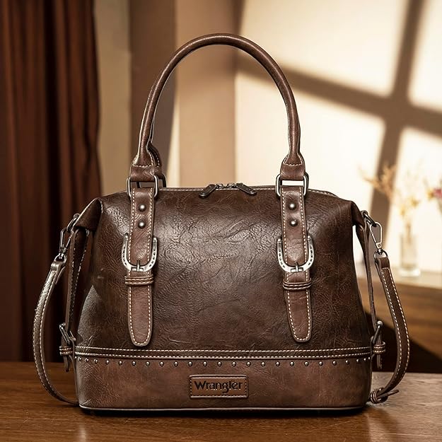 Load image into Gallery viewer, WG48-S5110CF - Wrangler Buckle Classic Barrel Satchel - Coffee
